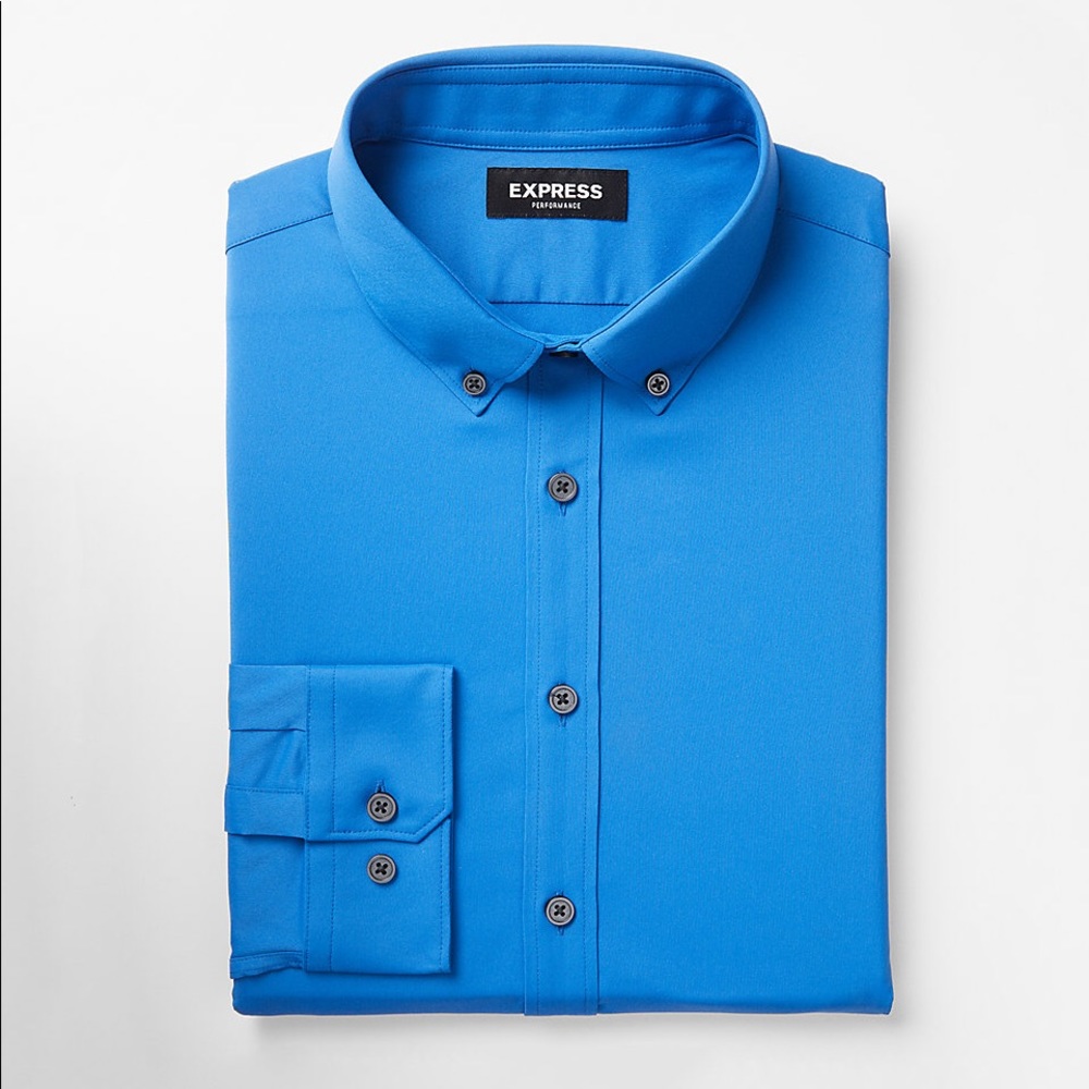 Express bright blue dress shirt size large